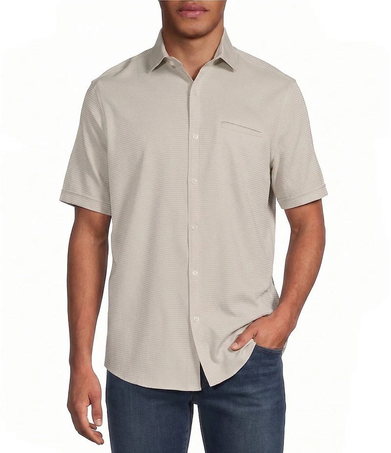 Murano Solid Texture Short Sleeve Woven Shirt