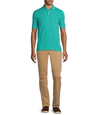 Murano Solid Textured Short Sleeve Knit Polo Sweater