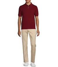 Murano Solid Textured Short Sleeve Knit Polo Sweater
