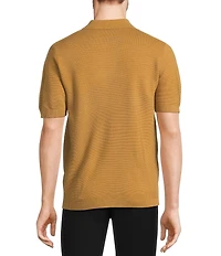 Murano Solid Textured Short Sleeve Knit Polo Sweater