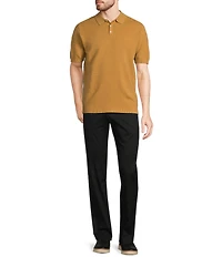 Murano Solid Textured Short Sleeve Knit Polo Sweater
