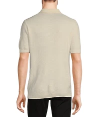 Murano Solid Textured Short Sleeve Knit Polo Sweater