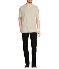 Murano Solid Textured Short Sleeve Knit Polo Sweater