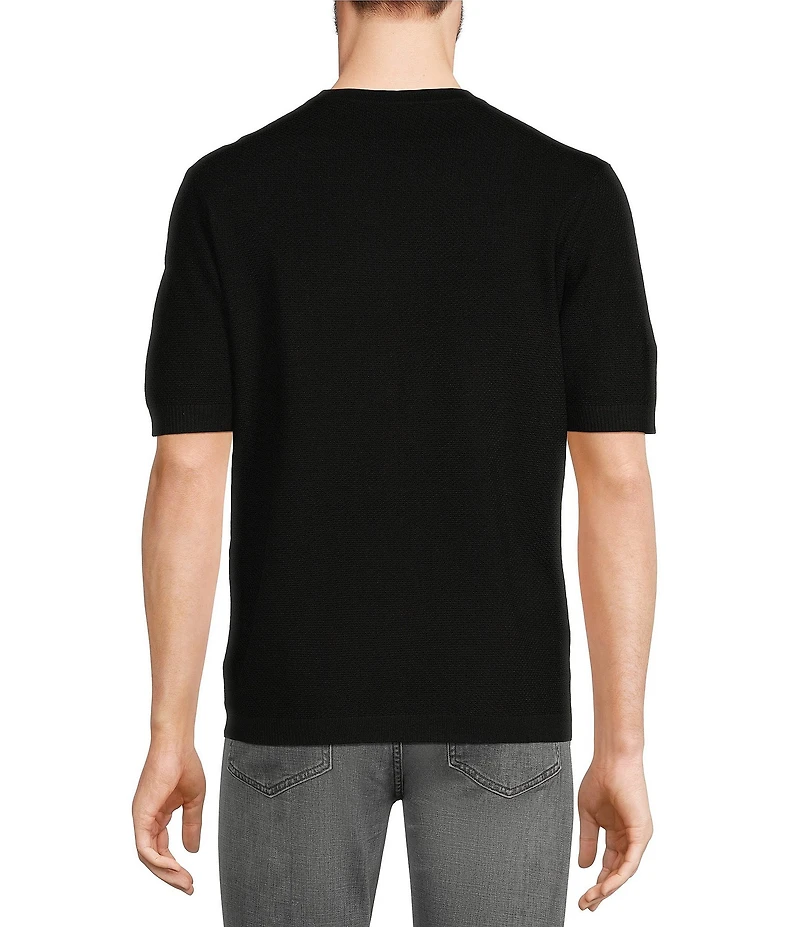 Murano Solid Textured Short Sleeve Crew Sweater