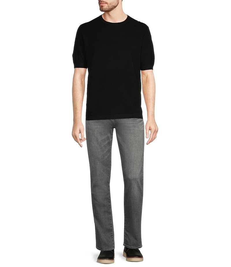 Murano Solid Textured Short Sleeve Crew Sweater