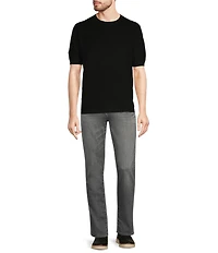 Murano Solid Textured Short Sleeve Crew Sweater