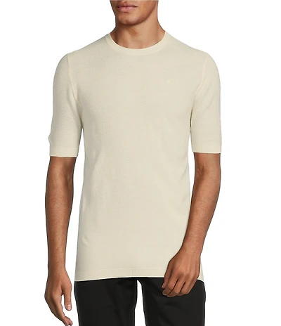 Murano Solid Textured Short Sleeve Crew Sweater