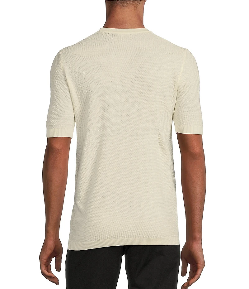 Murano Solid Textured Short Sleeve Crew Sweater