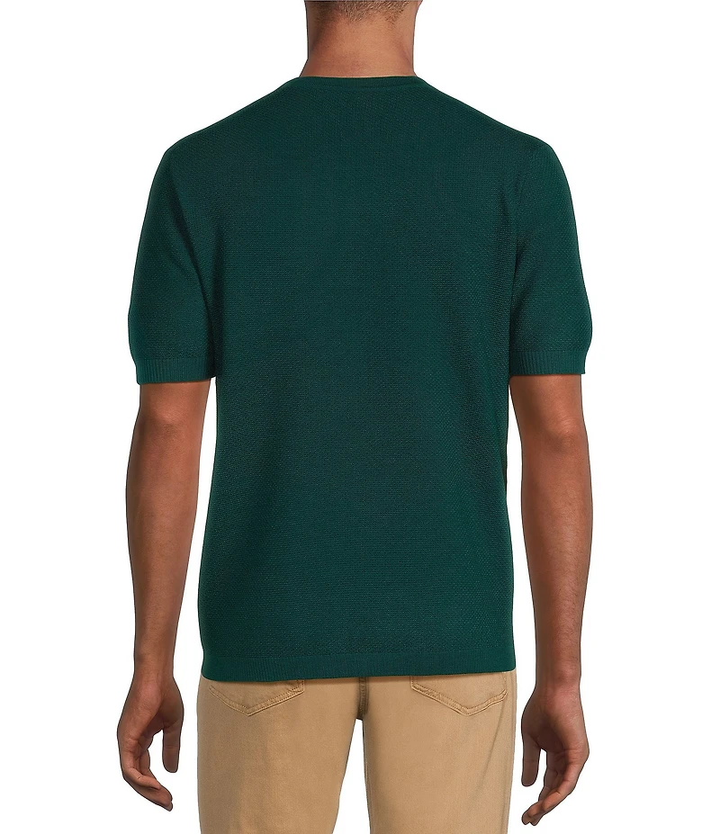 Murano Solid Textured Short Sleeve Crew Sweater
