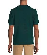 Murano Solid Textured Short Sleeve Crew Sweater