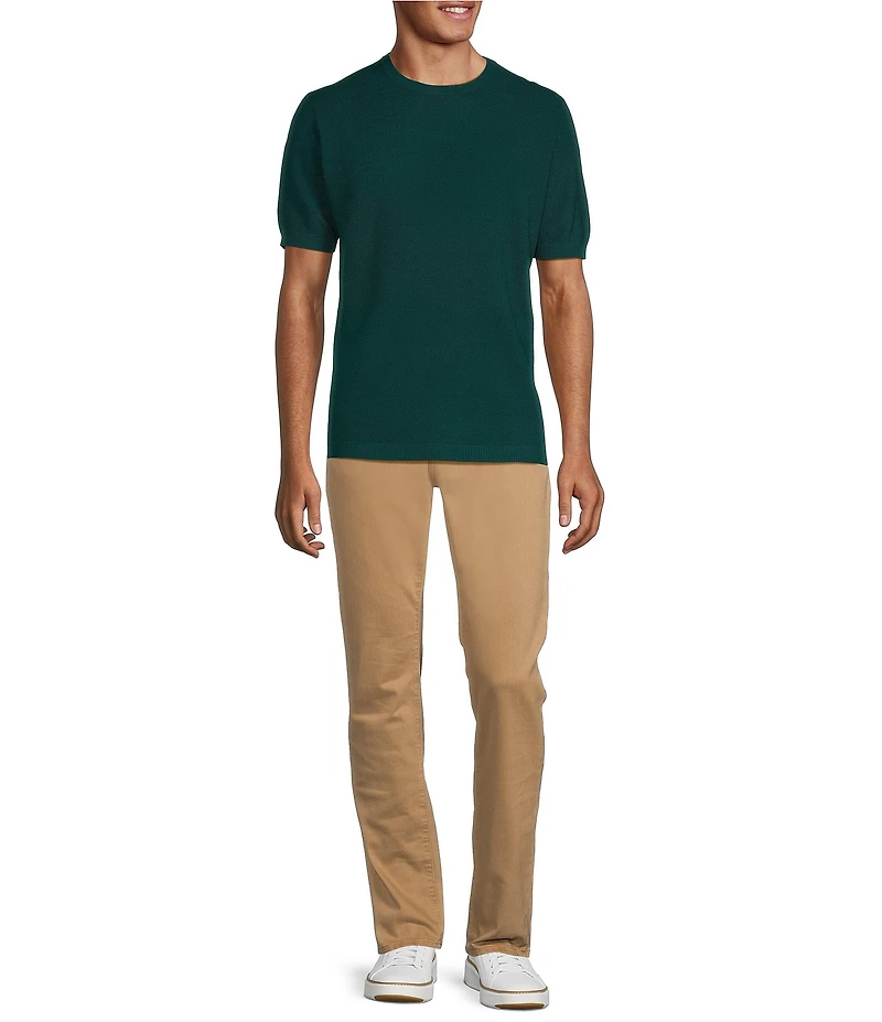 Murano Solid Textured Short Sleeve Crew Sweater