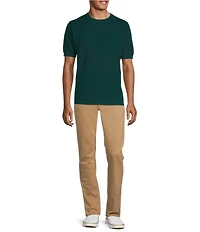 Murano Solid Textured Short Sleeve Crew Sweater