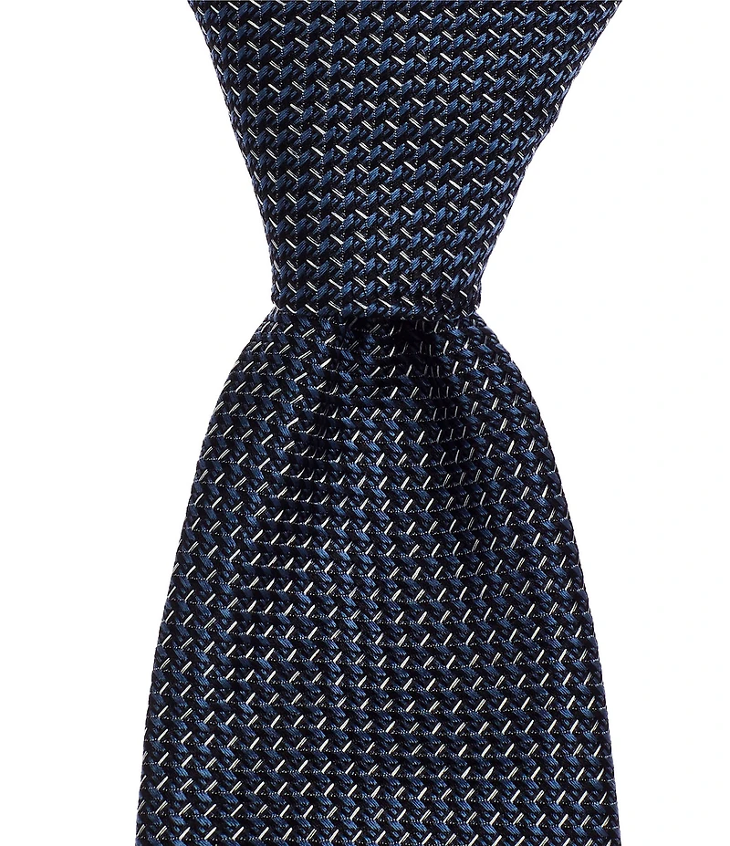 Murano Solid/Non-Solid 3#double; Narrow Woven Silk Blend Tie