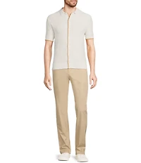 Murano Spread Collar Short Sleeve Sweater Knit Coat Front Shirt