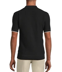 Murano Spread Collar Short Sleeve Sweater Knit Coat Front Shirt