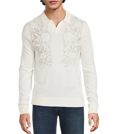 Murano Still Wanderin' Collection Pointelle Johnny Sweater Polo Shirt