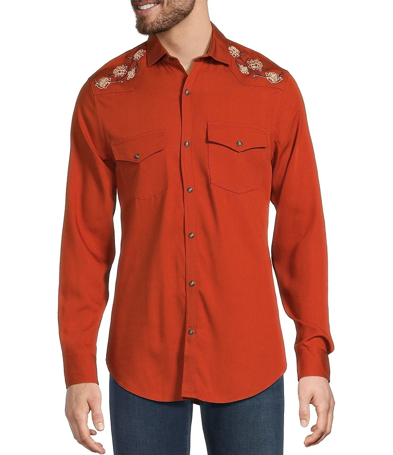 Murano Still Wanderin Collection Slim Fit Embroidered Long Sleeve Woven Shirt