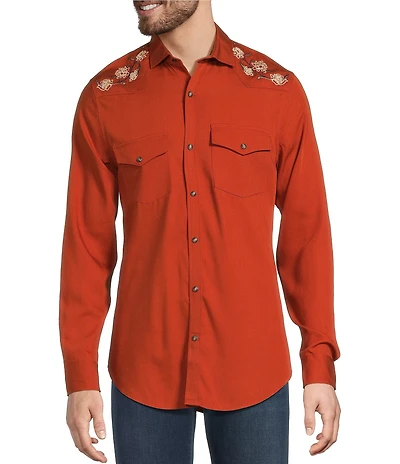 Murano Still Wanderin Collection Slim Fit Embroidered Long Sleeve Woven Shirt