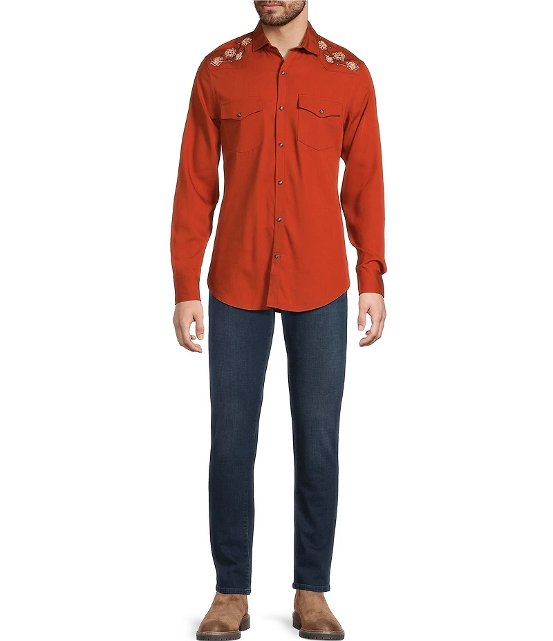Murano Still Wanderin Collection Slim Fit Embroidered Long Sleeve Woven Shirt