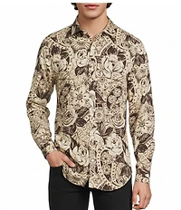 Murano Still Wanderin' Collection Slim Fit Floral Print Long Sleeve Woven Shirt