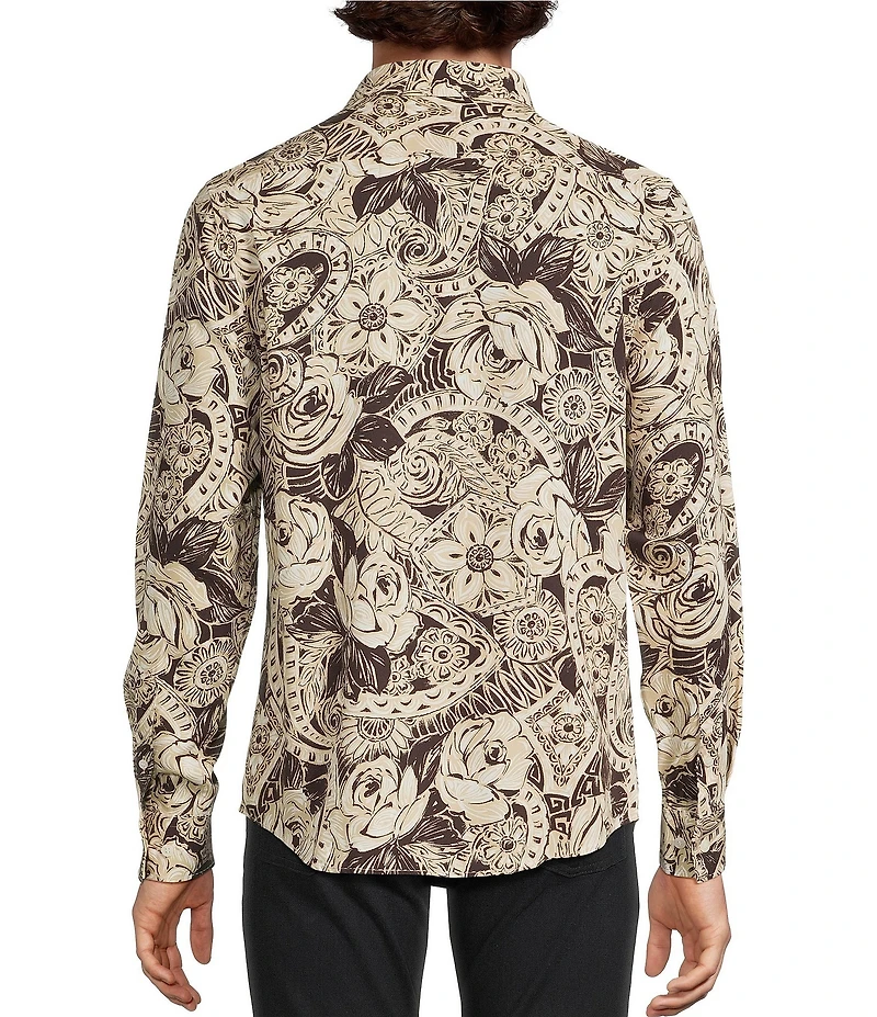 Murano Still Wanderin' Collection Slim Fit Floral Print Long Sleeve Woven Shirt