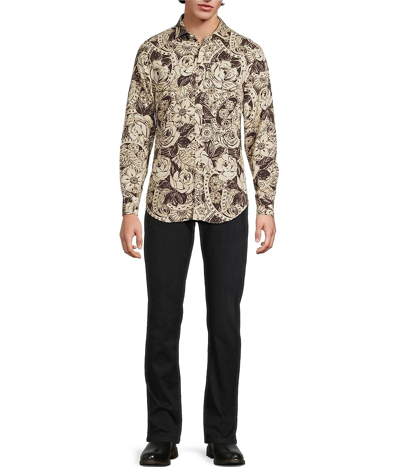 Murano Still Wanderin' Collection Slim Fit Floral Print Long Sleeve Woven Shirt