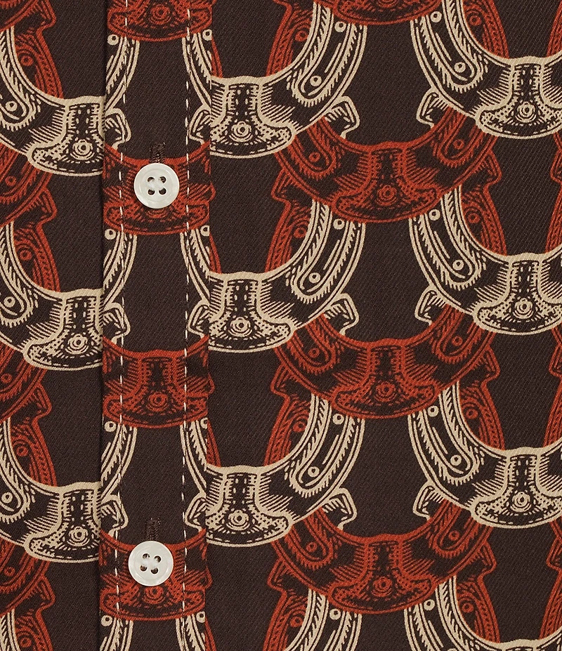 Murano Still Wanderin' Collection Slim Fit Horseshoe Print Long Sleeve Woven Shirt