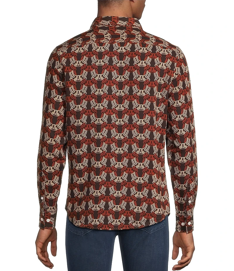 Murano Still Wanderin' Collection Slim Fit Horseshoe Print Long Sleeve Woven Shirt