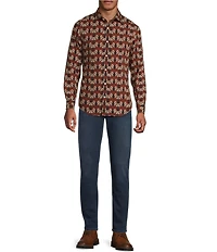 Murano Still Wanderin' Collection Slim Fit Horseshoe Print Long Sleeve Woven Shirt
