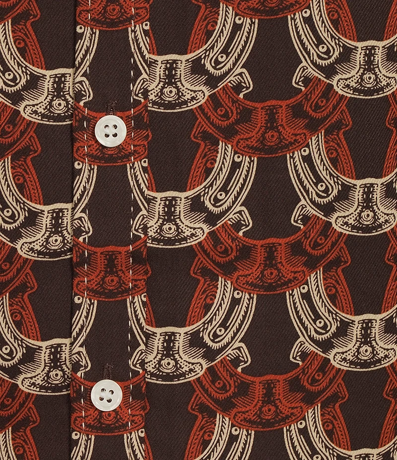 Murano Still Wanderin' Collection Slim Fit Horseshoe Print Long Sleeve Woven Shirt