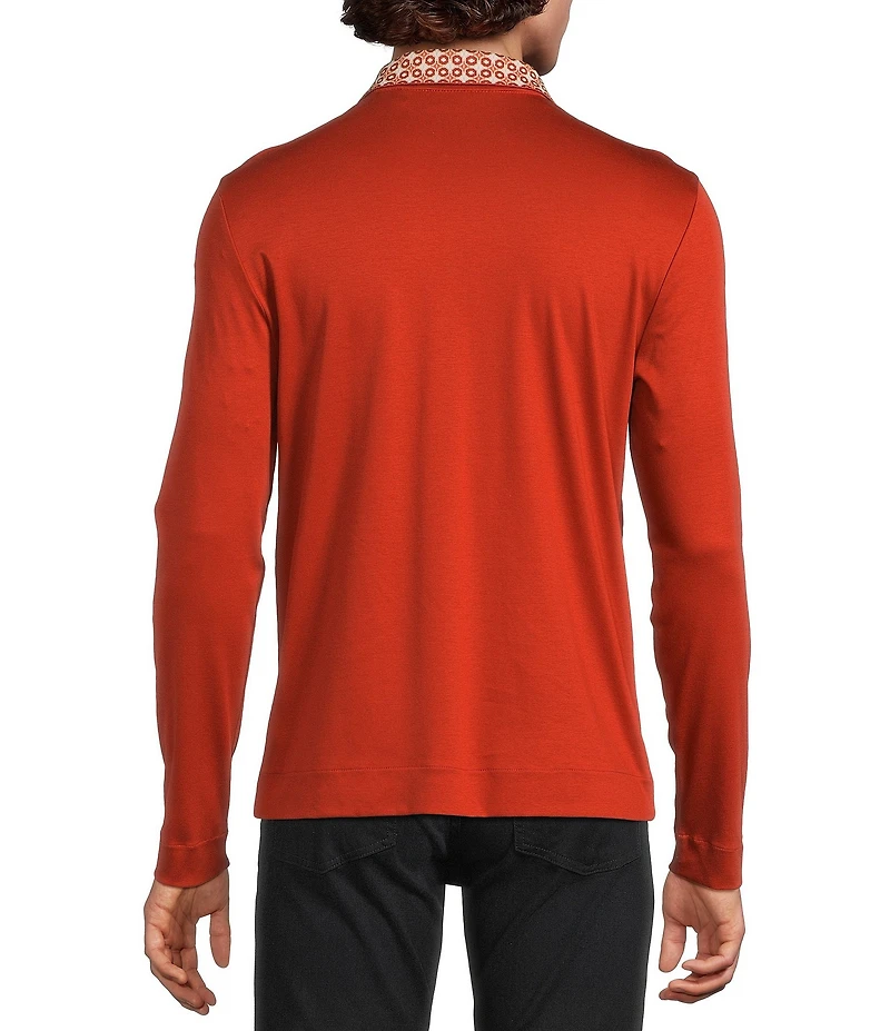 Murano Still Wanderin' Collection Slim-Fit Jacquard Long Sleeve Polo Shirt