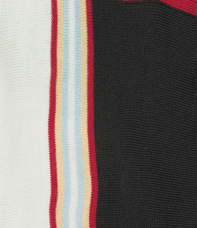 Murano Striped Snit Short Sleeve Zip Polo Shirt