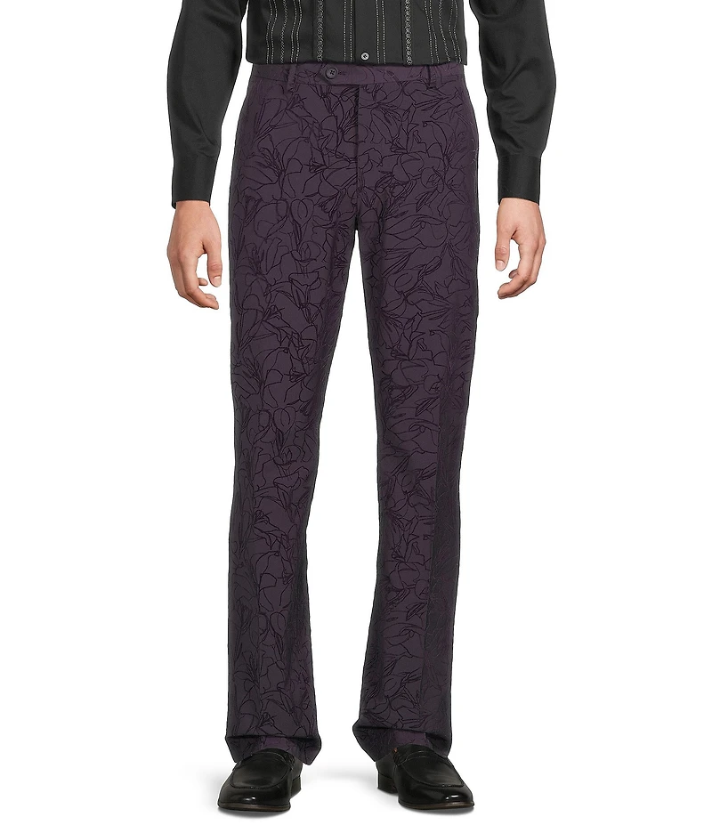 Murano The Holiday Edit Collection Alex Slim Fit Floral Flocked Suit Separates Dress Pants