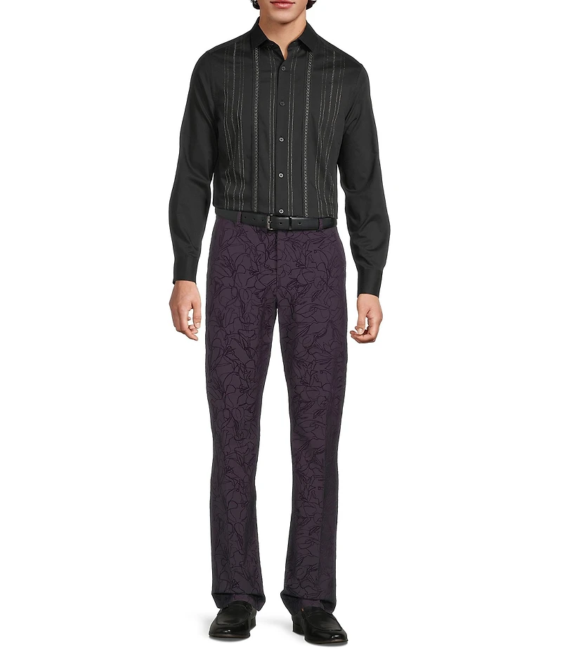 Murano The Holiday Edit Collection Alex Slim Fit Floral Flocked Suit Separates Dress Pants
