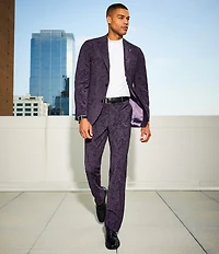 Murano The Holiday Edit Collection Alex Slim Fit Floral Flocked Suit Separates Dress Pants