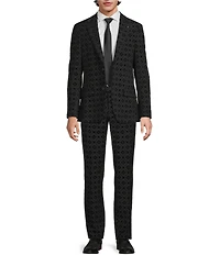 Murano The Holiday Edit Collection Alex Slim Fit Geo Flocked Suit Separates Dress Pants