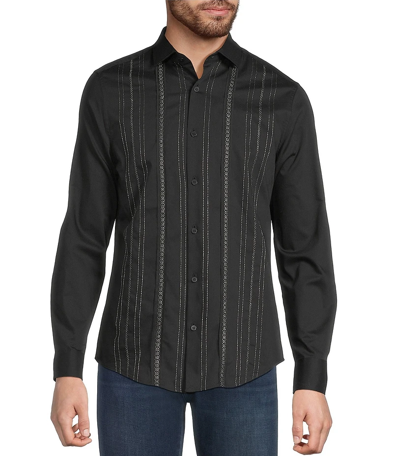 Murano The Holiday Edit Collection Slim Fit Embroidered Long Sleeve Woven Shirt