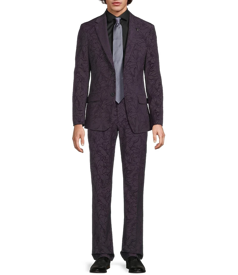 Murano The Holiday Edit Collection Slim Fit Flocked Floral Suit Separates Jacket