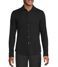 Murano The Holiday Edit Collection Slim Fit Geo Flocked Knit Coat Front Shirt