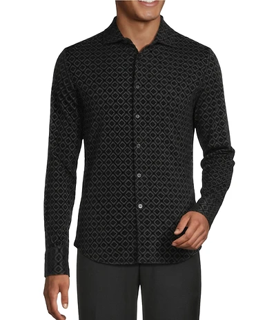 Murano The Holiday Edit Collection Slim Fit Geo Flocked Knit Coat Front Shirt