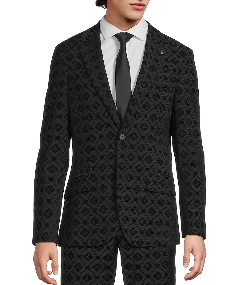 Murano The Holiday Edit Collection Slim Fit Geo Flocked Suit Separates Jacket