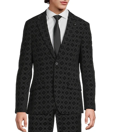 Murano The Holiday Edit Collection Slim Fit Geo Flocked Suit Separates Jacket