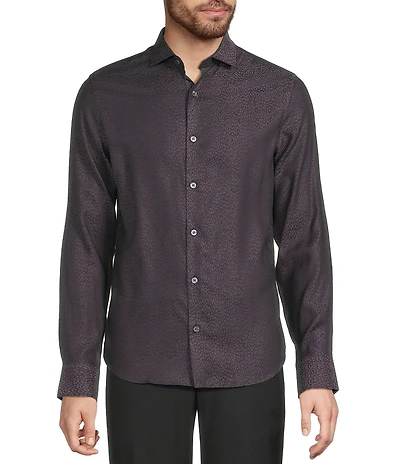 Murano The Holiday Edit Collection Slim Fit Leopard Print Jacquard Long Sleeve Woven Shirt