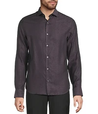 Murano The Holiday Edit Collection Slim Fit Leopard Print Jacquard Long Sleeve Woven Shirt