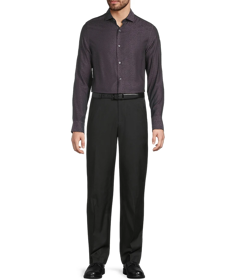 Murano The Holiday Edit Collection Slim Fit Leopard Print Jacquard Long Sleeve Woven Shirt