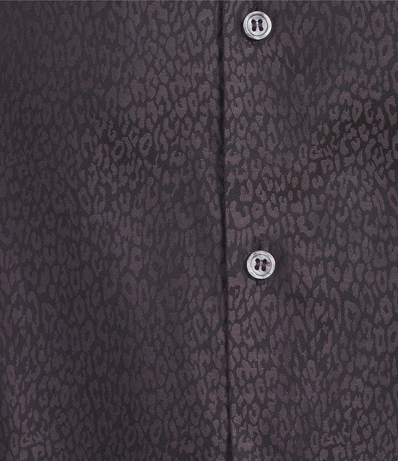 Murano The Holiday Edit Collection Slim Fit Leopard Print Jacquard Long Sleeve Woven Shirt