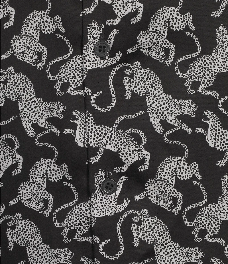 Murano The Holiday Edit Collection Slim Fit Leopard Print Long Sleeve Woven Shirt