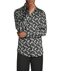 Murano The Holiday Edit Collection Slim Fit Leopard Print Long Sleeve Woven Shirt