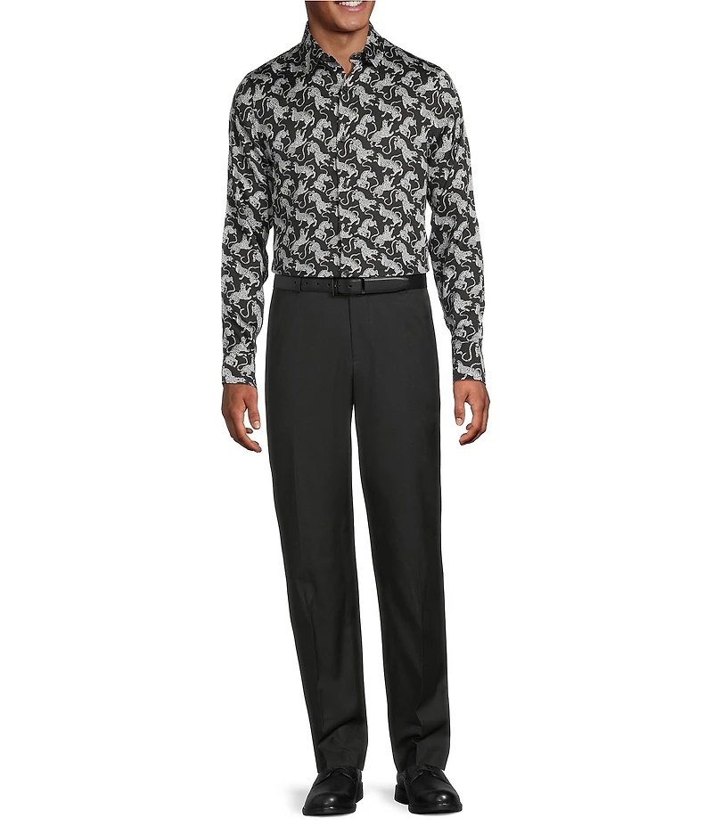 Murano The Holiday Edit Collection Slim Fit Leopard Print Long Sleeve Woven Shirt