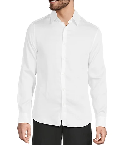 Murano The Holiday Edit Collection Slim Fit Solid Long Sleeve Woven Shirt